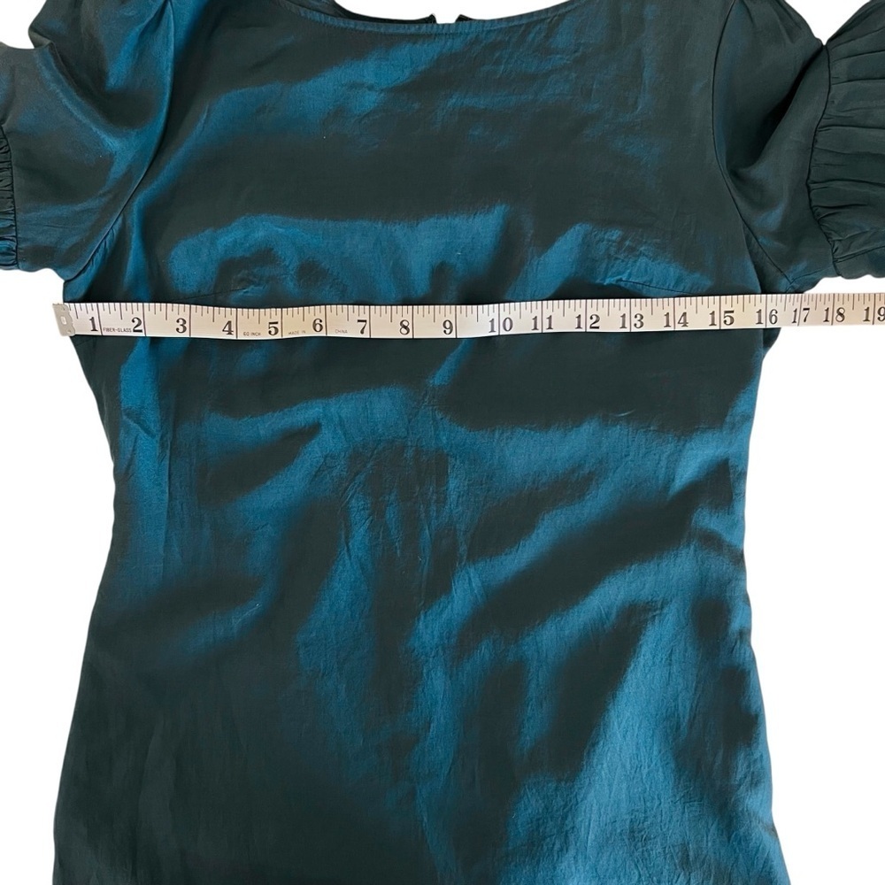 Banana Republic Silk Teal Dress with Striped Hem - Picture 7 of 7